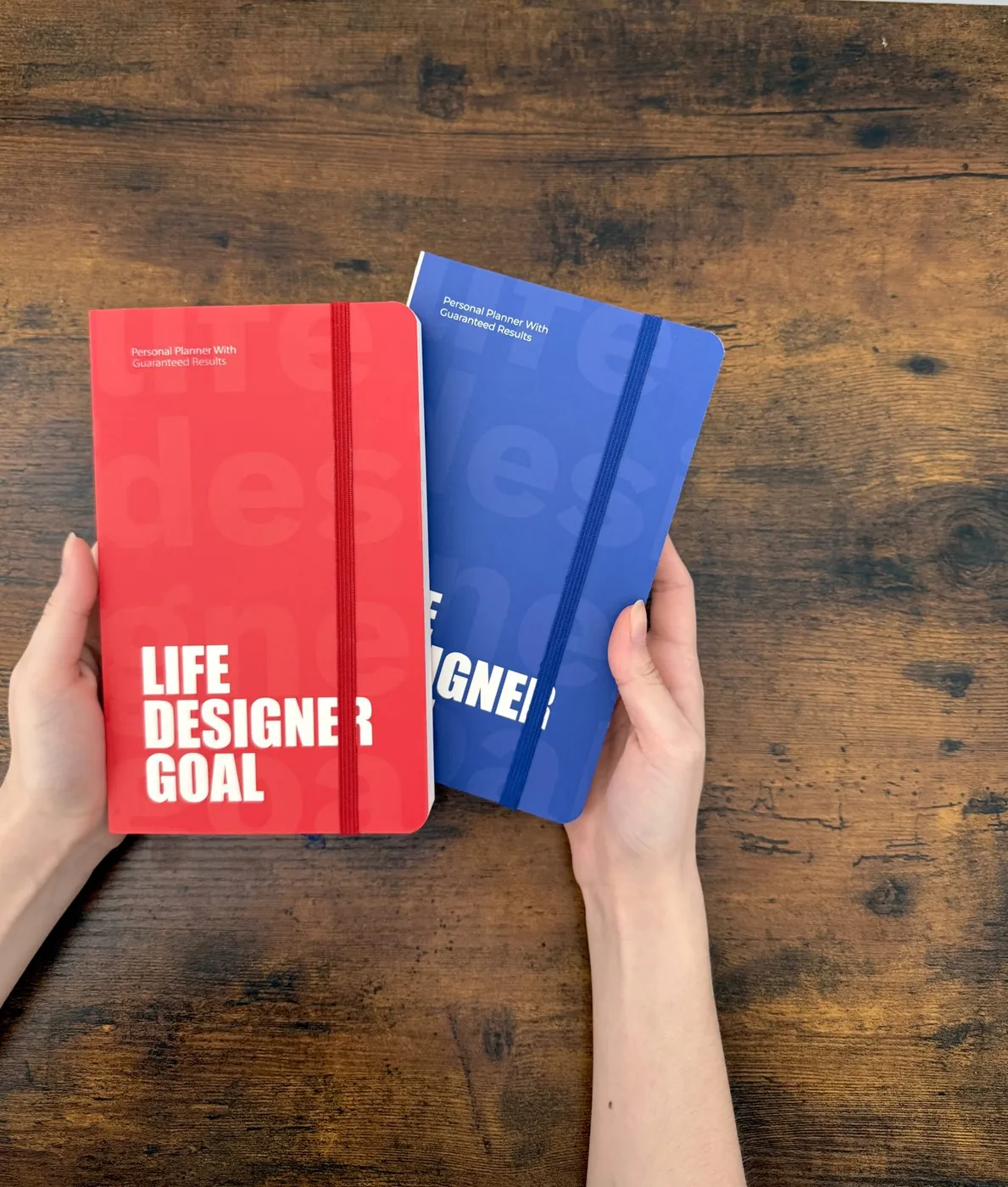 The Life Designer Goal planner, red and blue editions